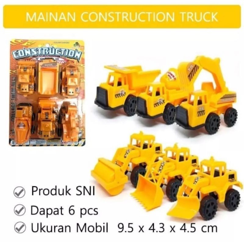 Mainan Mobil Truck Contruction 6pcs Plastik