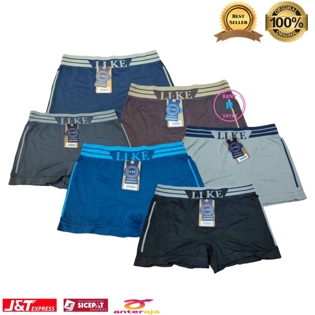3 pcs Celana dalam pria/ CD laki laki boxer like elastis dan lembut 100% Original