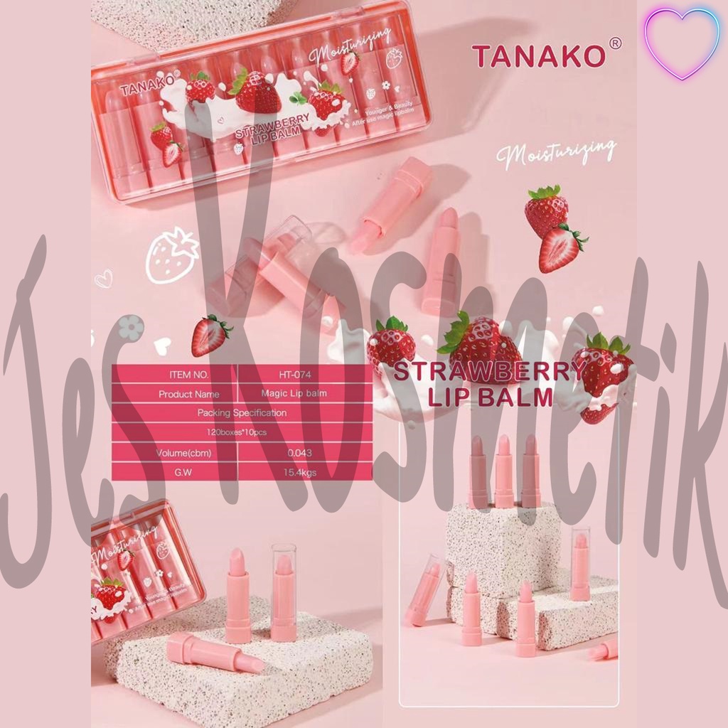 Tanako Lipbalm Papan Set isi 10 Pcs / Aloevera / VC Orange / Strawberry / Grosir Kosmetik