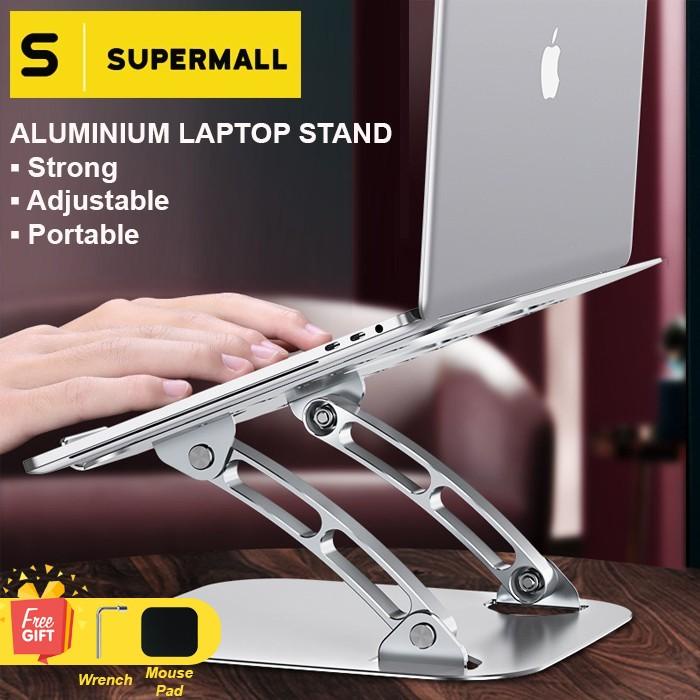 SUPERMALL Laptop Stand Aluminium / Dudukan Laptop Holder - Meja Laptop Kualitas Terbaik