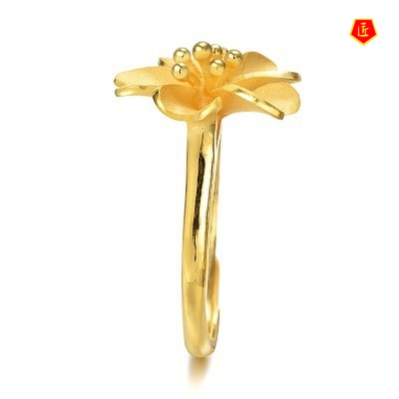 [Ready Stock]Graceful Fashionable 3D Gold Flower Ring