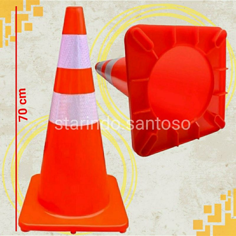 Traffic cone safety 70 75 cm full karet tiang pengaman penanda keamanan cumcum jalan