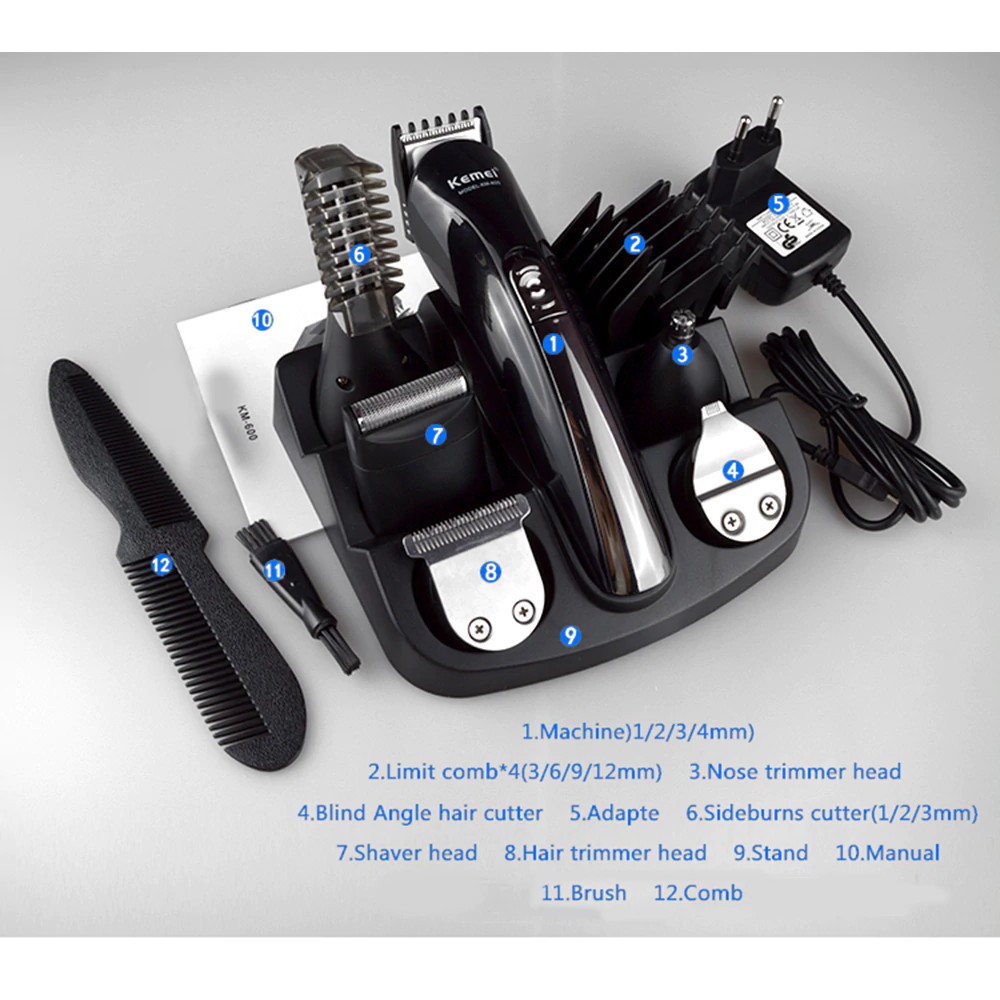 Kemei KM 600 Alat cukur rambut 6 IN 1 Multiclipper and shaver komplit