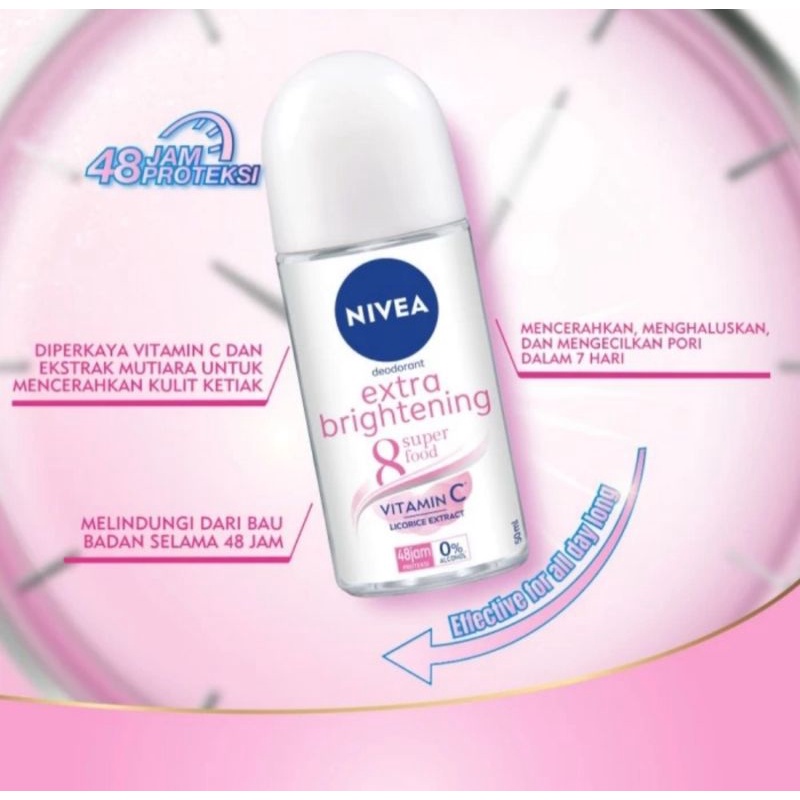 parfum remaja perempuan deodorant roll on wanita nivea extra brightening for girl 50 ml