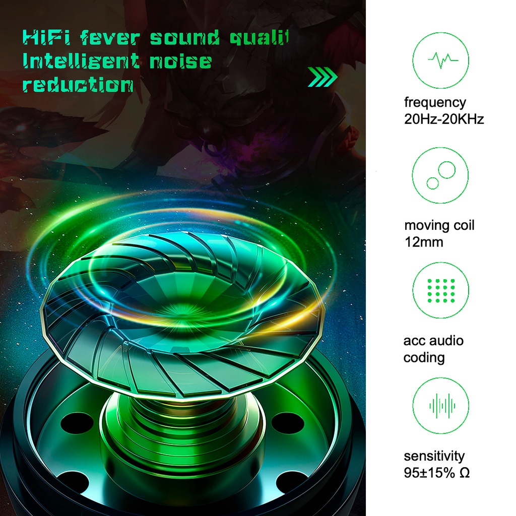 INONE Headset Gaming TWS Bluetooth BT5.1 Waterproof Low Latency-3