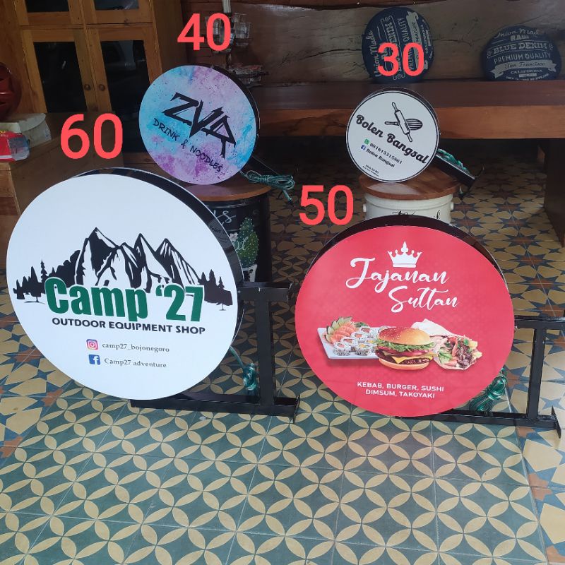 Neon Box AKRILIK BULAT 2SISI. diameter 50cm, 60cm, 70cm. Cafe, Barbershop, BriLink, Salon, Skincare,