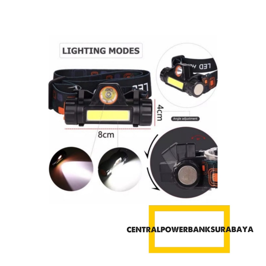 Headlamp COB Recharger, Senter Kepala LED 2in1, Senter Kepala-Senter Kepala COB