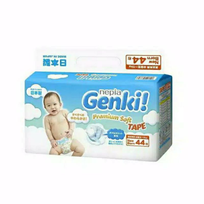 Nepia Genki Premium Soft NB44 Popok Newborn Nepia Genki NB44 tipe perekat