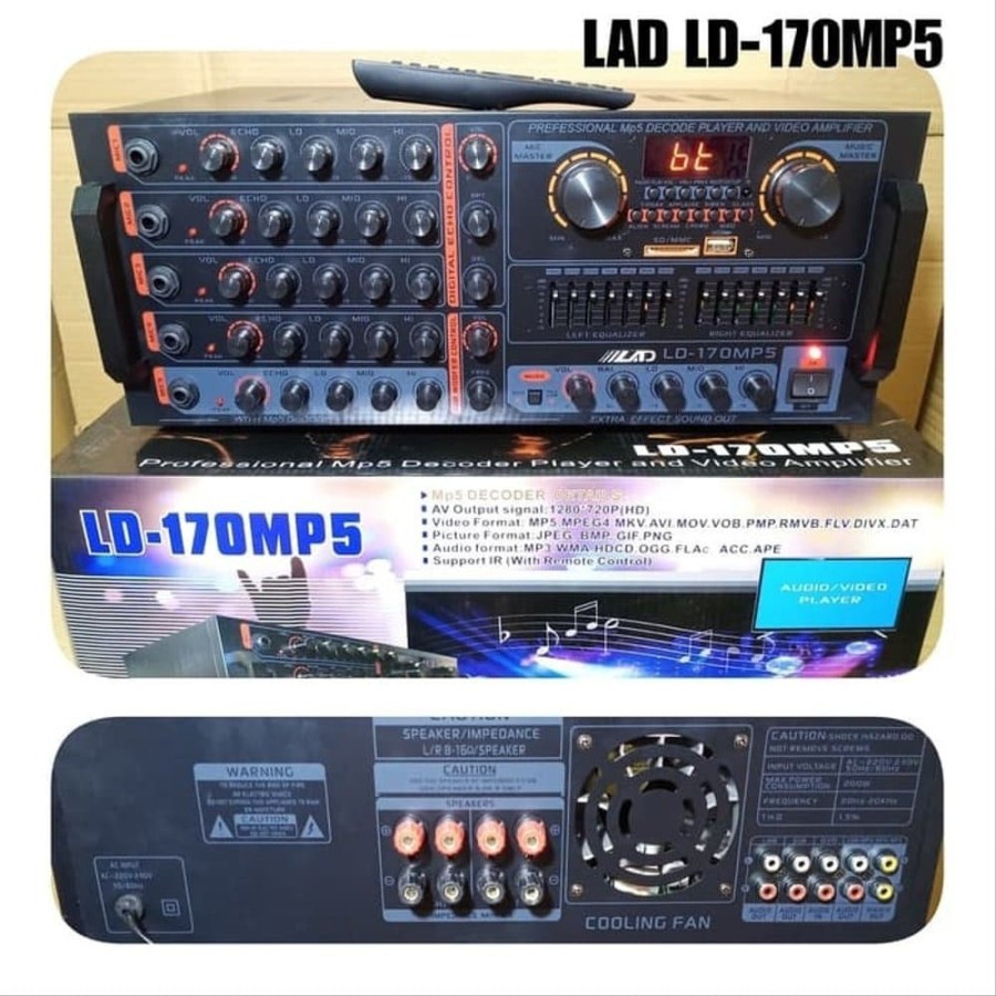 Ampli bluetooth lad ld170 mp5 power amplifier mixer equalizer