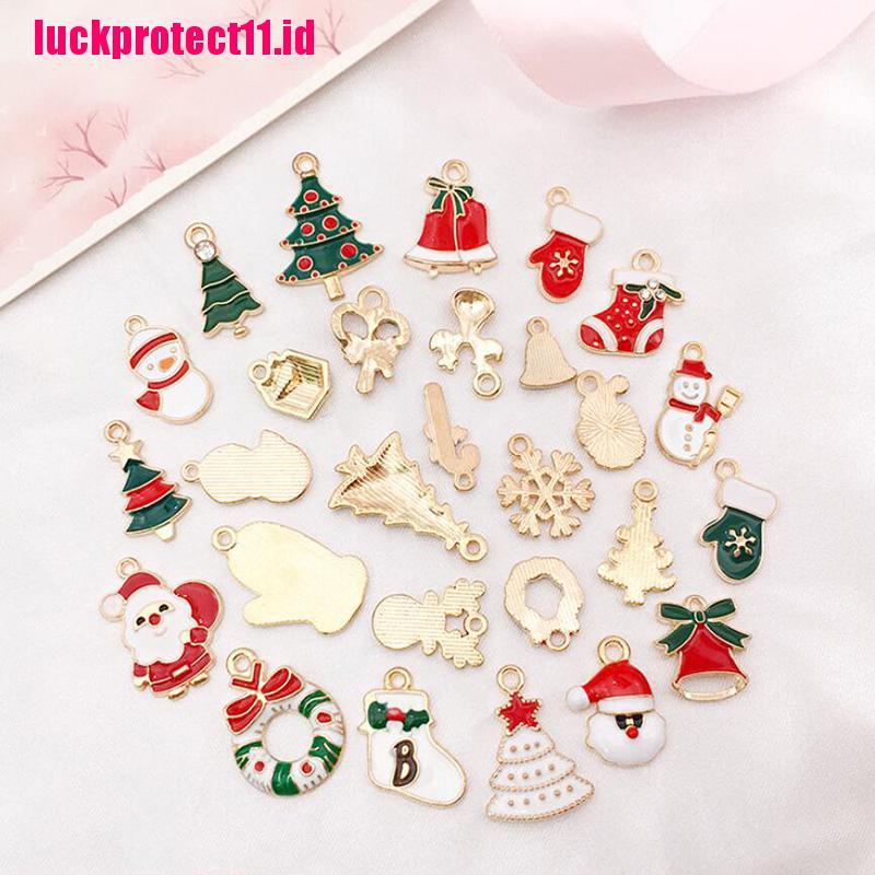 (LUCK) 38pcs / Set Liontin Enamel Tema Natal Untuk Membuat Perhiasan Gelang DIY