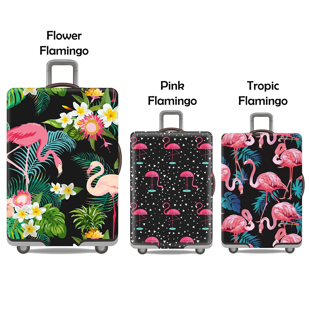 Sarung Pelindung Koper Cover Luggage Elastis Motif Flamingo