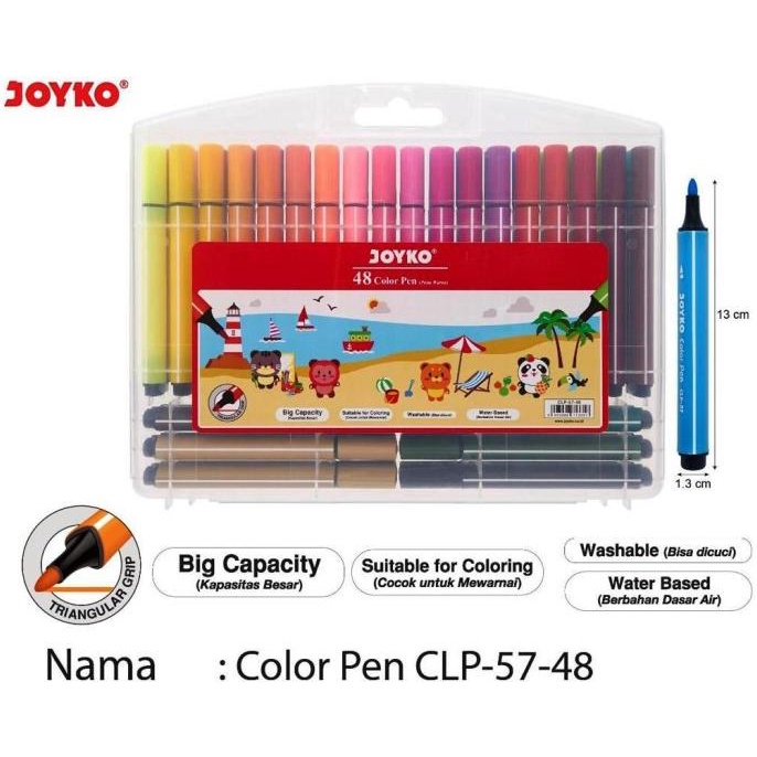 Color Pen Joyko CLP-57-48 / Spidol 48 Warna Joyko