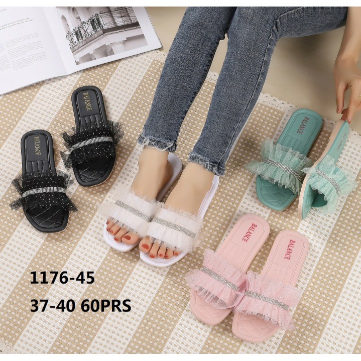 Sandal wanita flipflop jelly karet BALANCE kokop renda 1176-45