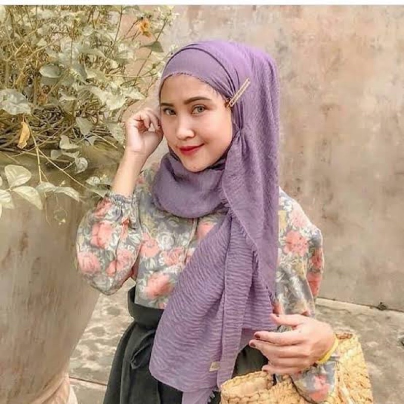 HIJAB Best Seller PASHMINA CRINKLE / CRINCLE - PASHMINA CUTTON CRINKLE / NEGRO / KUSUT-Dusty Purple