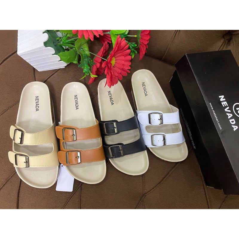 Sandal selop nevada wanita model polos ban 2 / sandal casual wanita nevada