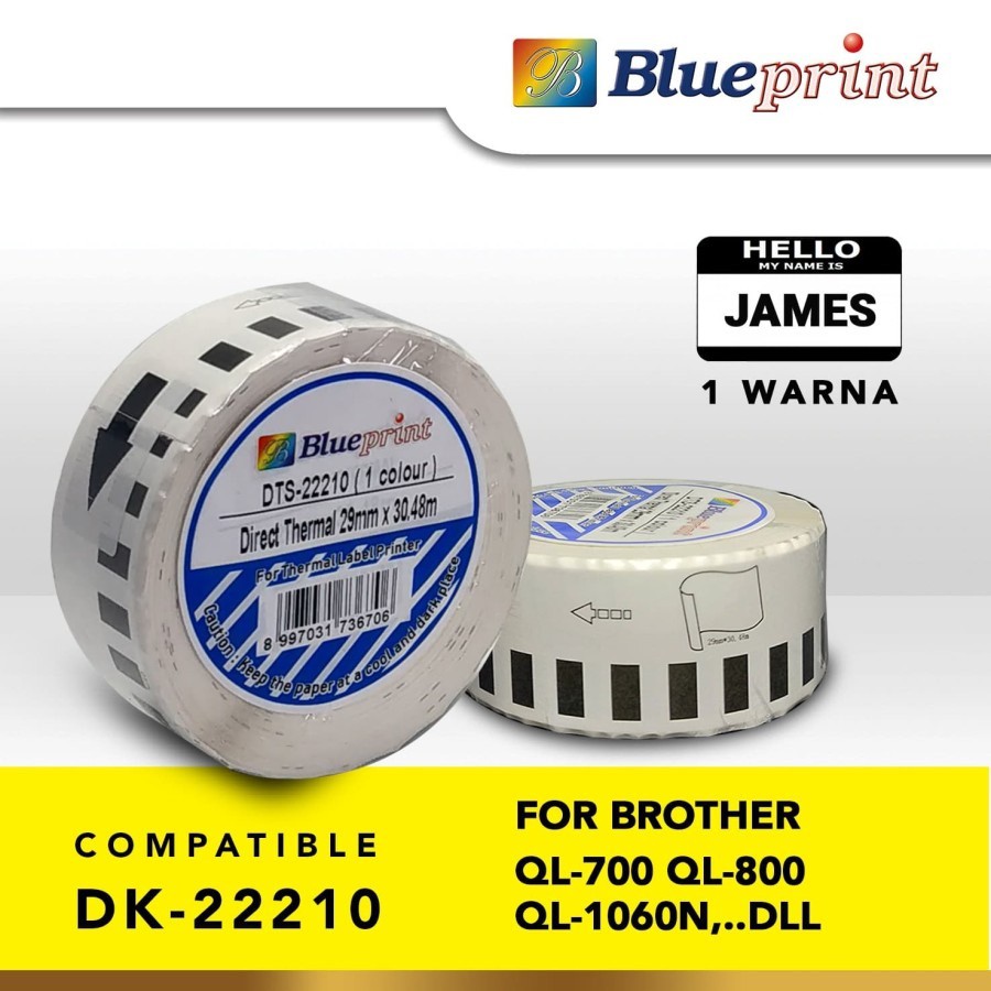 Blueprint Brother 22210 Label Barcode Continuous Stiker Roll 29 x 30,48m