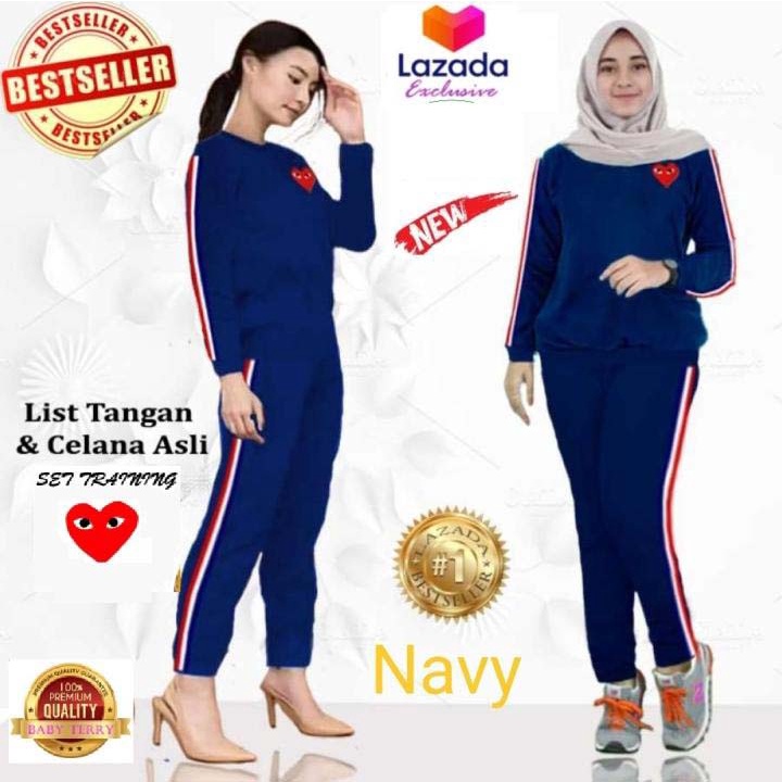 LVB - (GRATIS ONGKIR &amp; COD) Setelan Training Wanita PLAY/uk. L - XL - XXL - 3XL/NEW 2021/Terbaru,Terlaris dan Termurah/PL^Y PLY/Tracksuit Perempuan/Baju Setelan Olahraga Baju Senam Baju Adem Halus Nyerap Keringat Viral/56015 60016 64017/ Lavebel