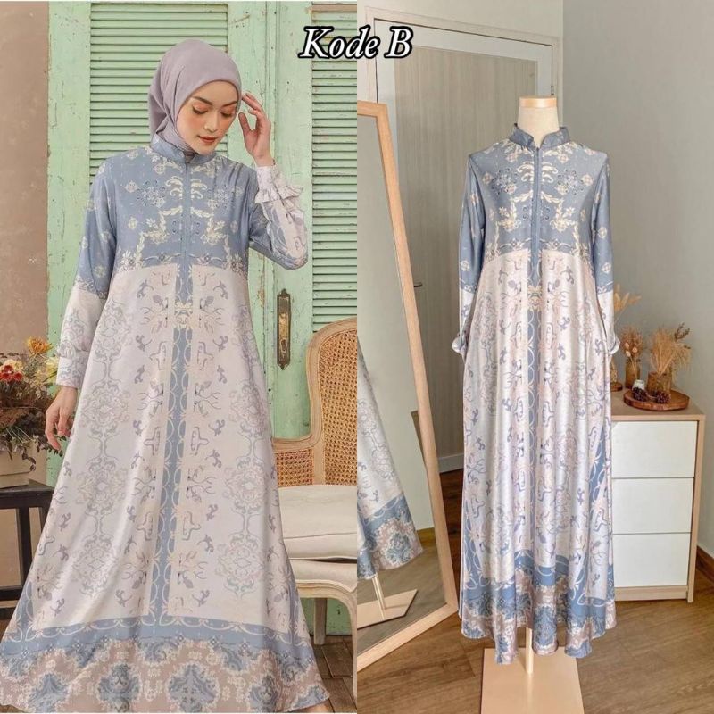 Gamis Maxmara Dior Silk Premium//Gamis Maxmara Lux Premium-Aurora Blue B