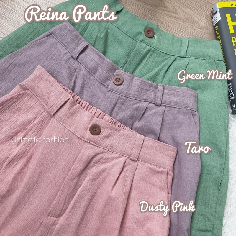 Kulot Linen Crinkle 897 - Celana Kulot Kancing Wanita - Trouser Pants Reina Kekinian Terbaru