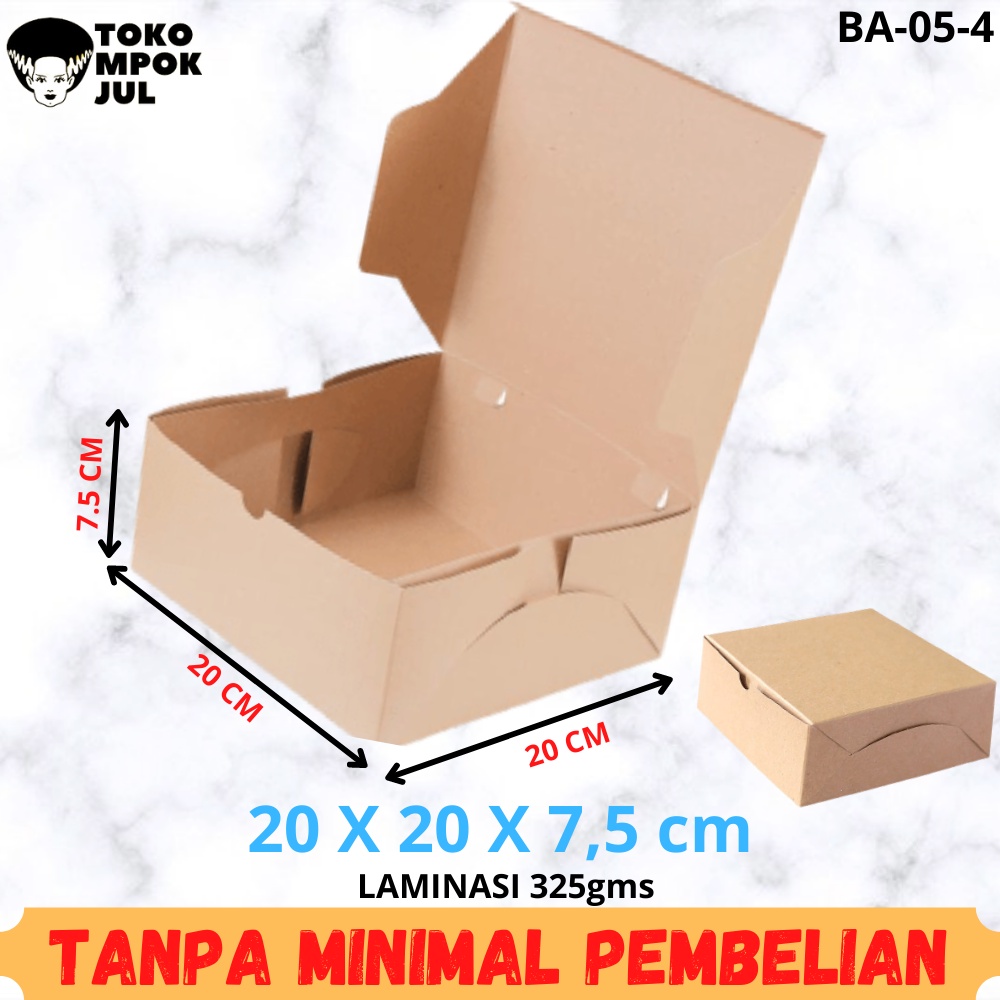 

TANPA MINIMUM - Box Kotak Dus Kardus Nasi Besek Snack Catering Katering Berkat 20x20x7,5 cm Laminasi