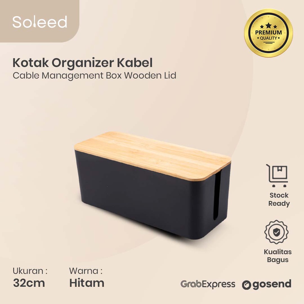 KOTAK ORGANIZER KABEL CHARGER CABLE MANAGEMENT BOX TUTUP BAMBU