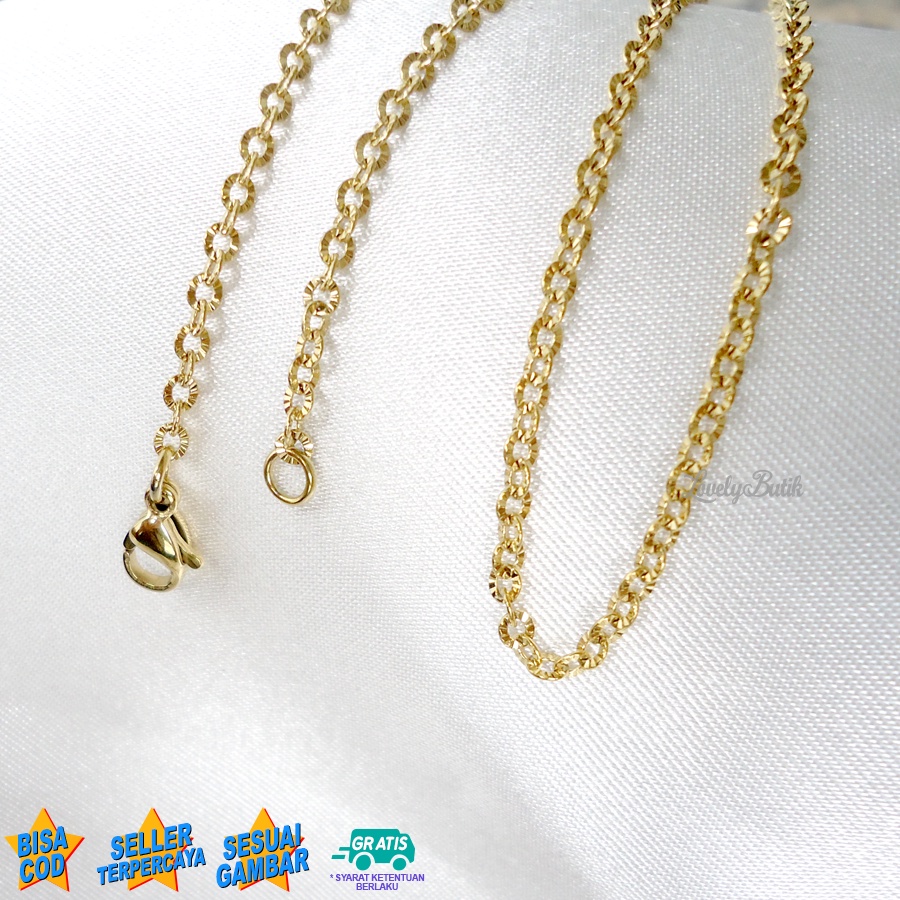 Lovelybutik - Kalung Polos Titanium Rantai Kalung Anak Titanium Model Rantai Nori Donat 35 Cm Panjang Rantai