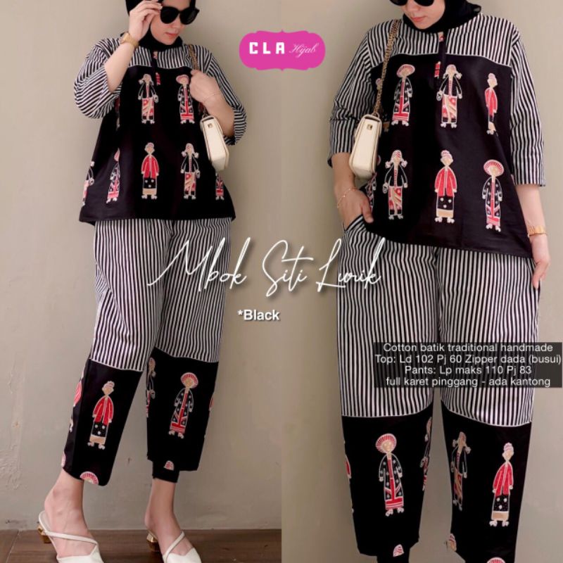 Setelan Batik Katun Kekinian Salur Simbok// Set Celana Batik Katun Terlaris