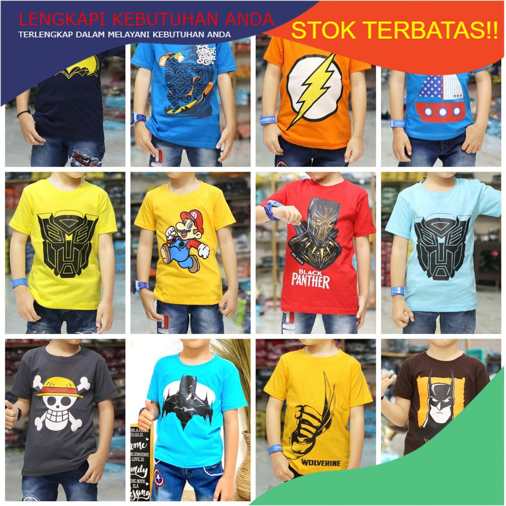 RAMADHAN SALE PROMO TERMURAH / [ Khusus Size M ] Umur 3-4 tahun Grosir Ecer Baju Kaos Anak Laki-Laki