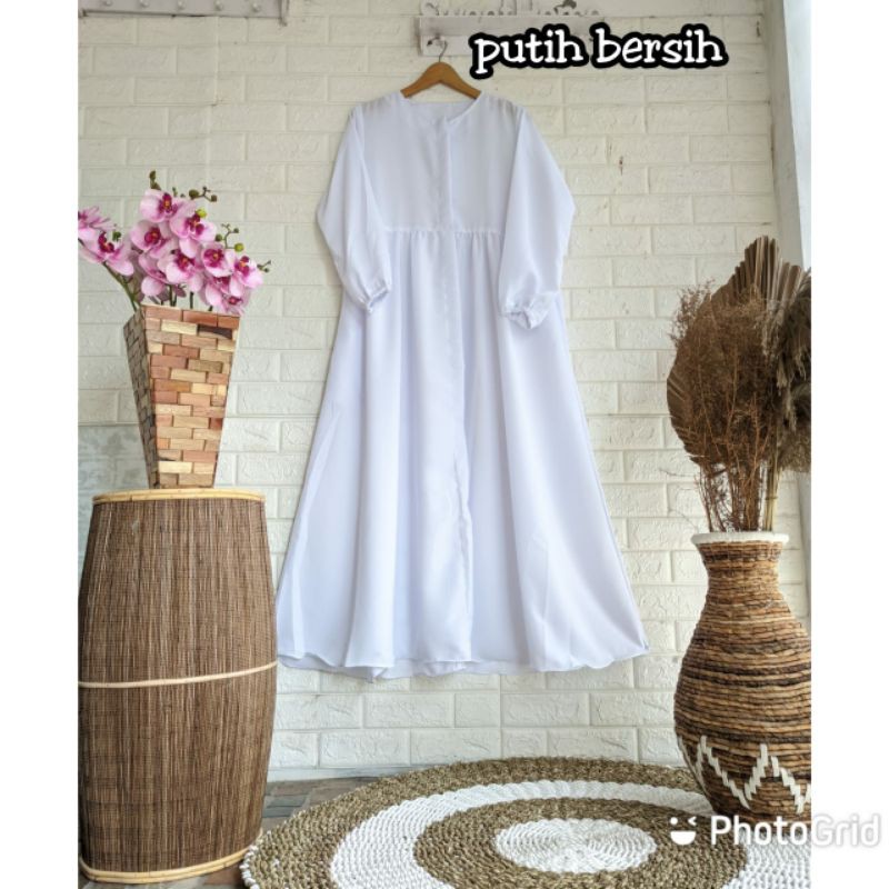 {COD}Babydol terlarisss//Lamia babydol wolfis terbaru//Gamis lamia wolfis COD//Dress COD terlarisss//COD Terlariss Terbaru-Putih