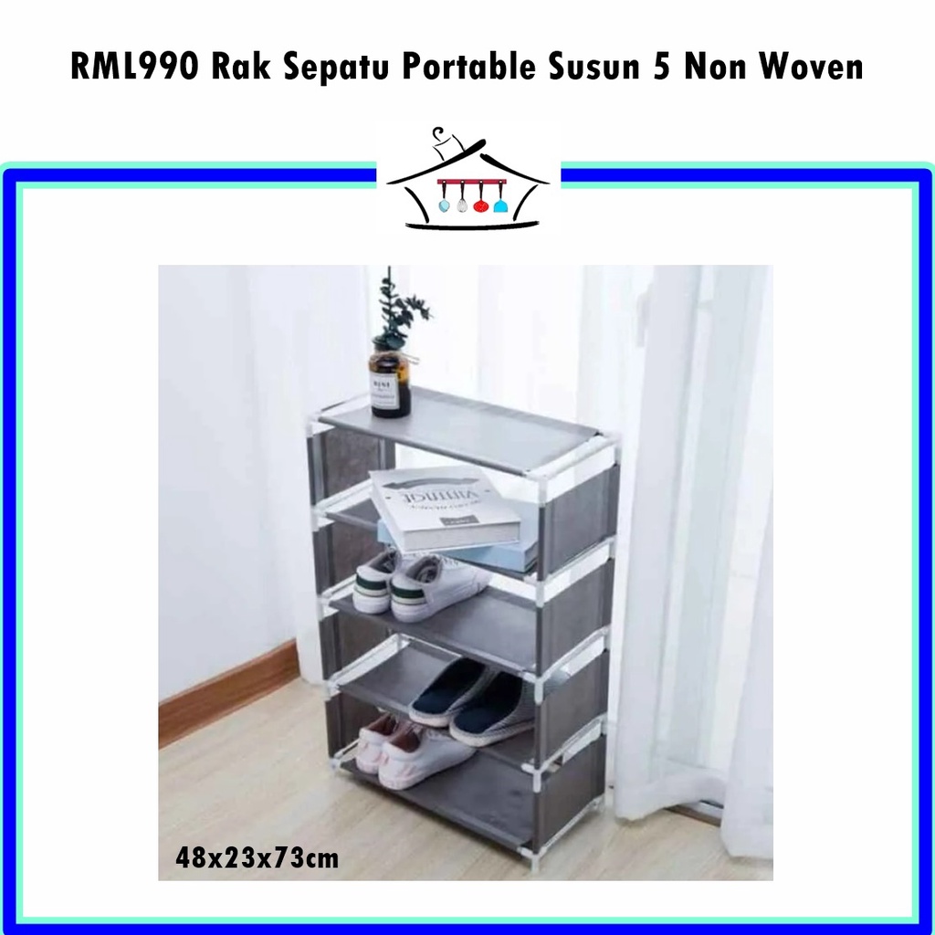 RML990 Rak Sepatu Portable Non Woven Anti Air Susun 5/4 Lubang