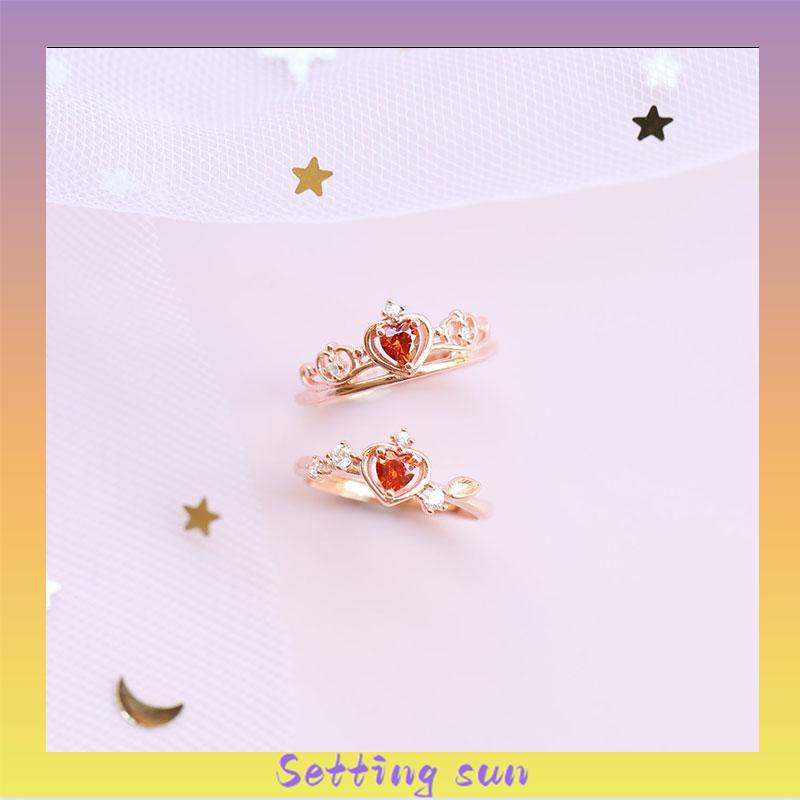 Ready Stock Ring Adjustable Disney Princess Ring 925 Silver Open Crown Ring Version Korea TN