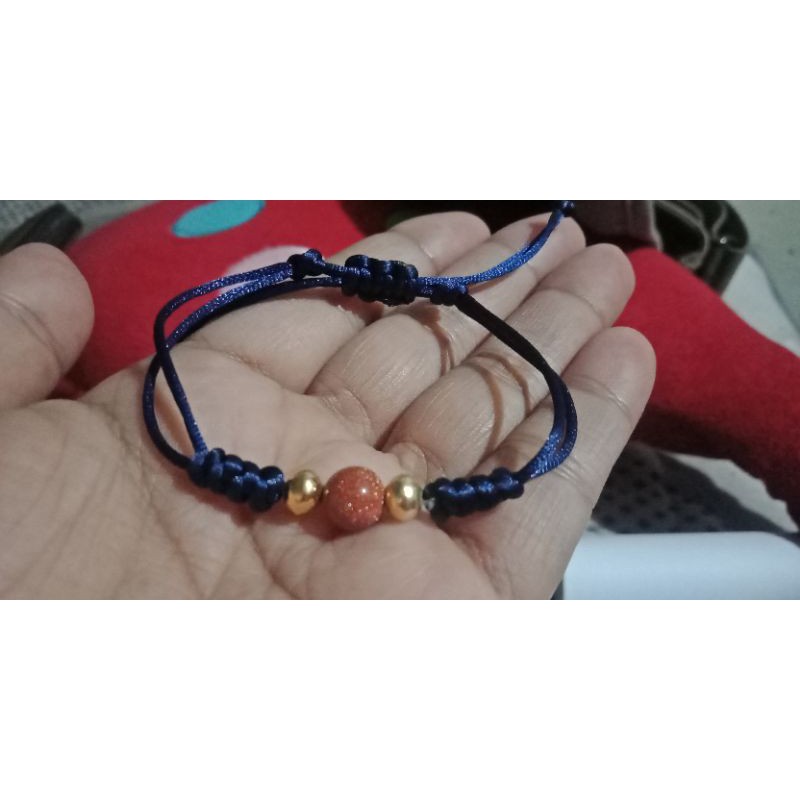 Gelang tali satin emas semar mix batu glitter