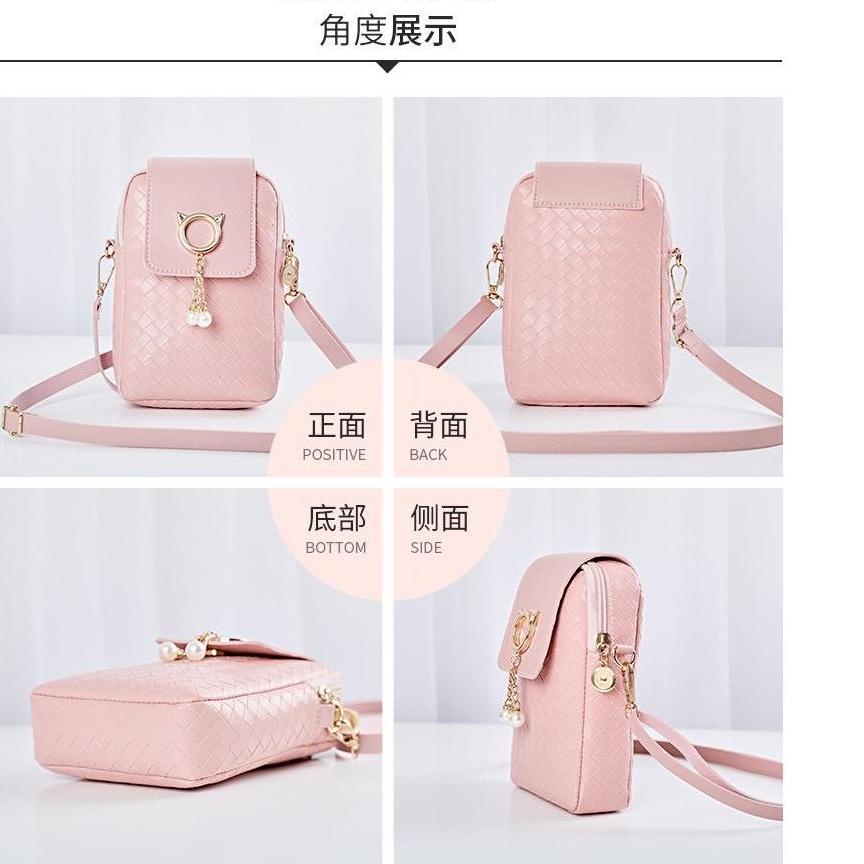 (MENARIK) TAS HP MINI FASHION YUREKA ( Asli import ) SELEMPANG MOTIF TIKAR ANYAM TAS WANITA MUTIARA 