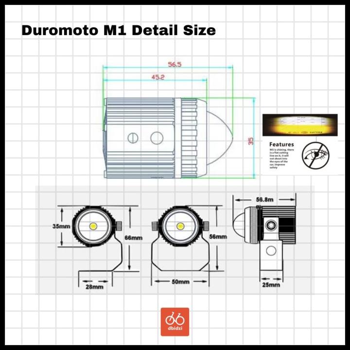 Duromoto M1 Lampu Led Proyektor Motor Mobil Driving Lamp Senlo