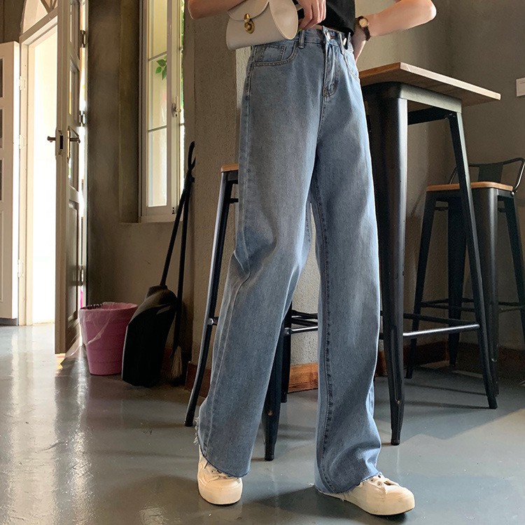 Korean New Women's Loose High Waist Wide Leg Jeans