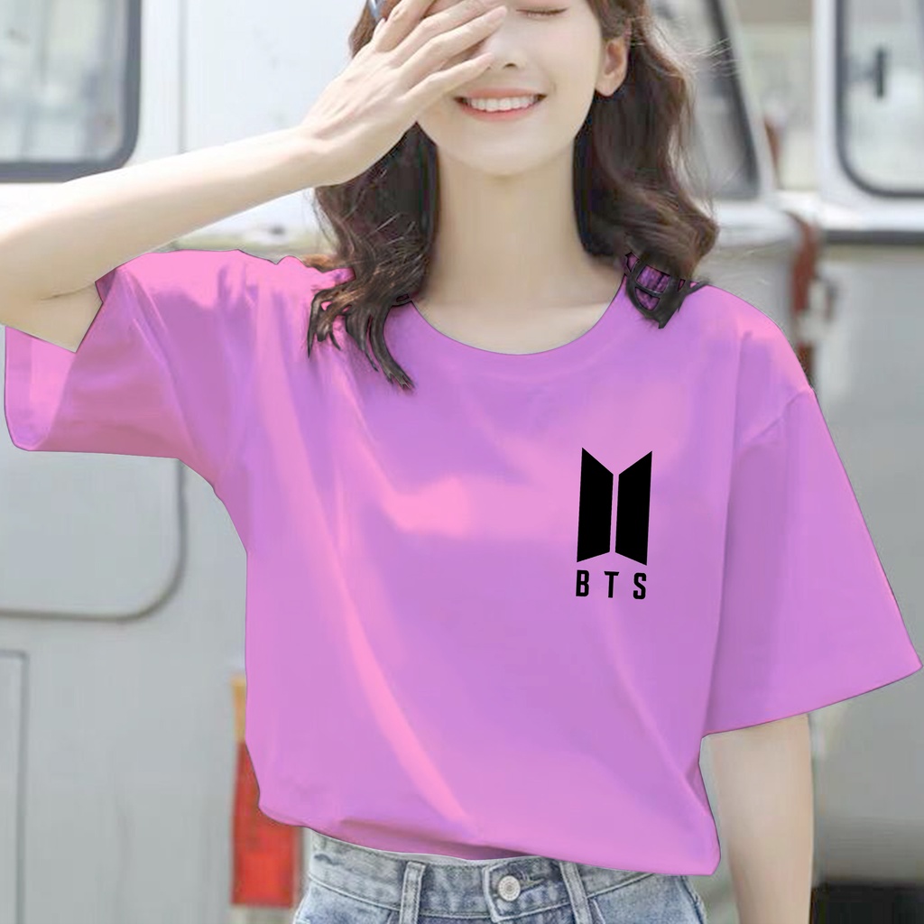 CALVIERO SHOP - BAJU KAOS ATASAN WANITA PRINT BTS LOGO BLACK