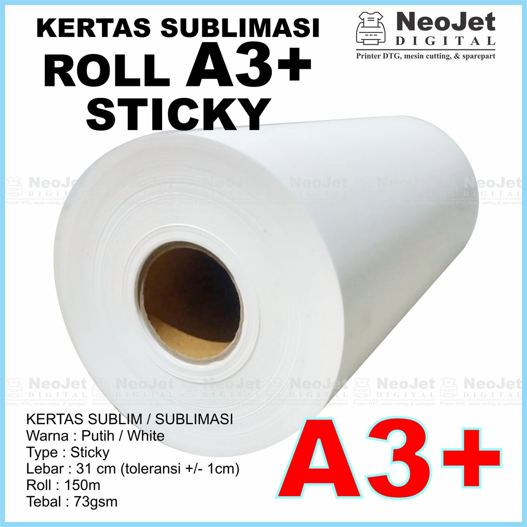 

Kertas Sublim Sublimasi Sublimation Transfer Paper Roll lebar 30 cm A3 73 gsm panjang 150 meter