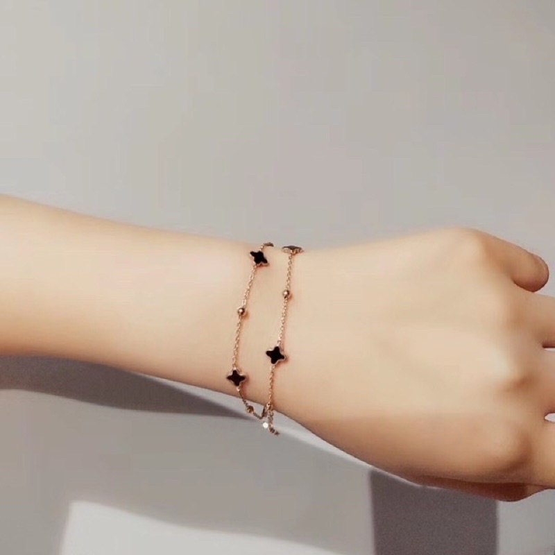 gelang titanium van cleef 2 layer titanium anti karat anti pudar