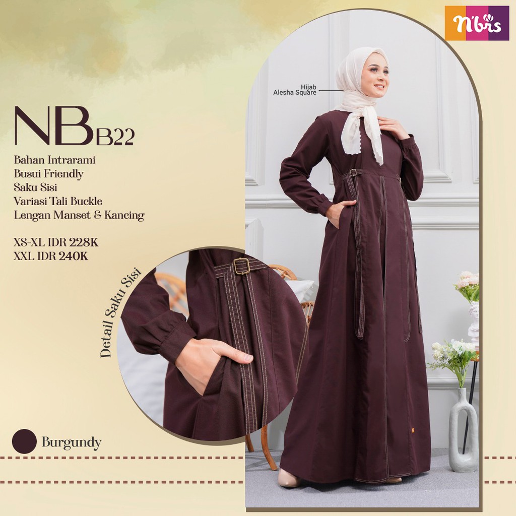 Nibras NB B22 Gamis Muslimah Bahan Intrarami Dress Wanita Jubah Polos Syari