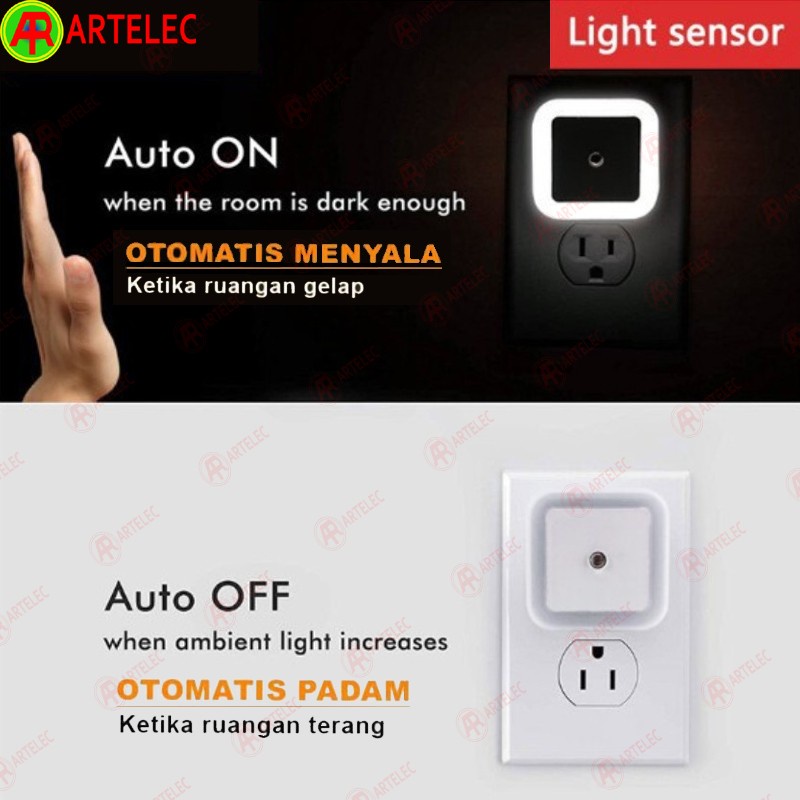 Lampu Tidur Sensor Cahaya Persegi Dekorasi Ruangan Night Light Bed