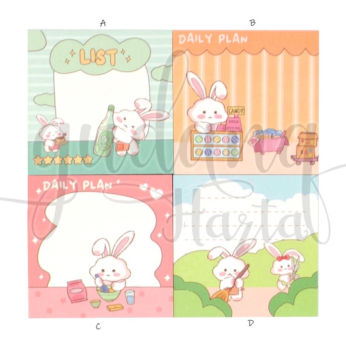 Sticky Notes Busy Rabbit Notes Motif Kelinci Taman GH 301484