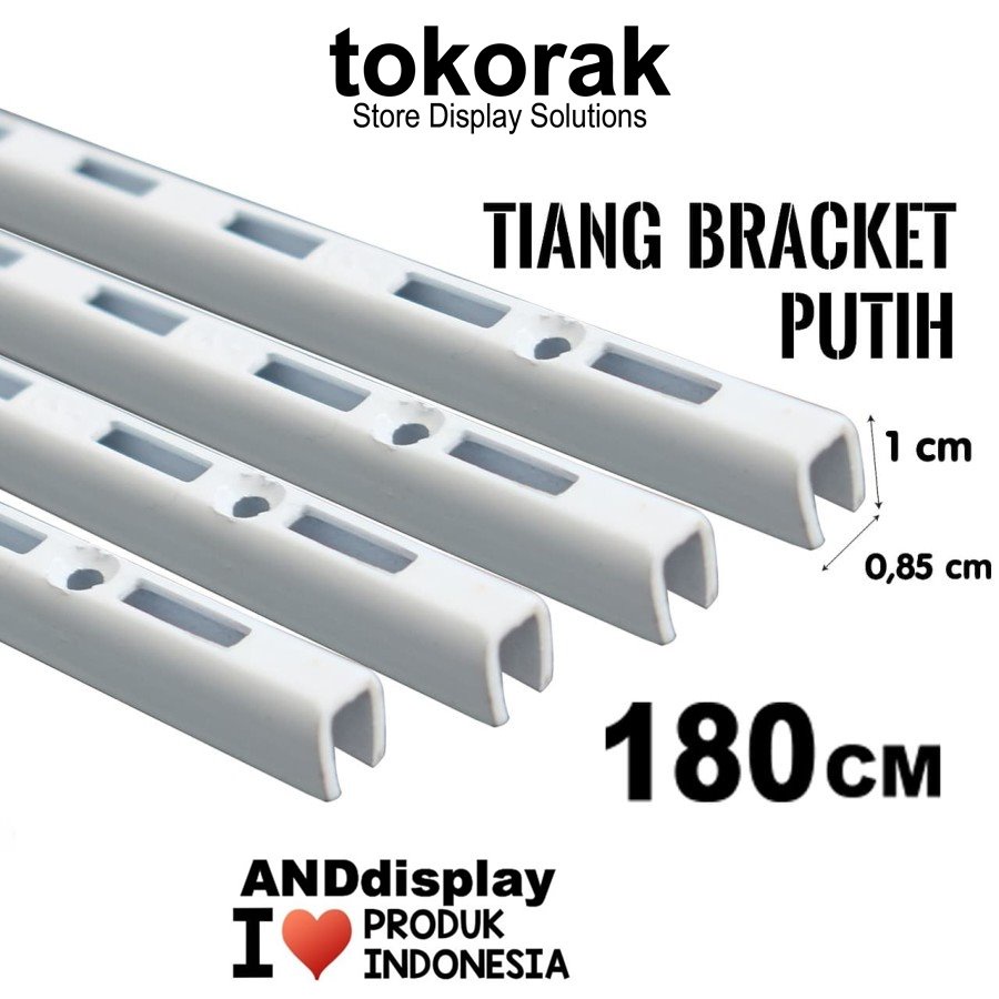 TIANG BRACKET 180 CM REL BRAKET PUTIH 180CM RAK DINDING 1,8 M 1.8 AMBALAN KACA KAYU ANDDISPLAY