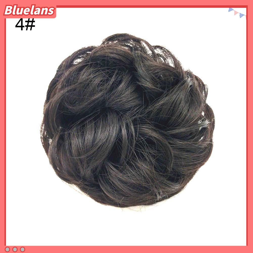 Bluelans Wig / Rambut Palsu Sambung Elastis Model Bun / Chignon Bergelombang Untuk Wanita