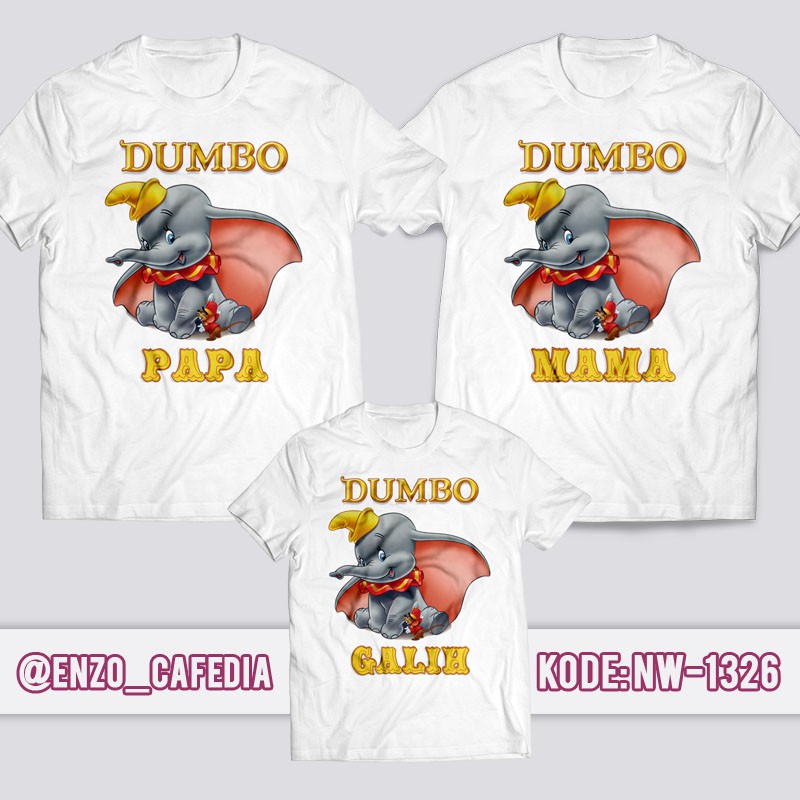 Baju Kaos Couple Keluarga | Kaos Couple Family | Kaos Custom Dumbo NW 1326 | Gratis Custom Tulisan