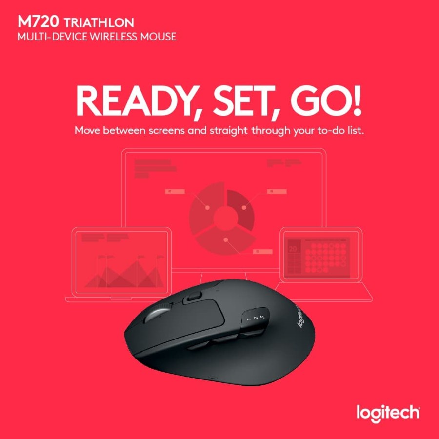 Logitech M720 Mouse Wireless Bluetooth Multi-Device Hyper Fast-Scroll