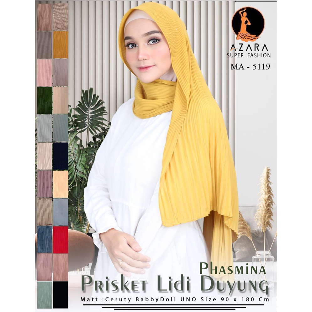 Premium PASHMINA PLISKET DUYUNG CERUTY Uno AZARA Ori Hijab Jilbab Pasmina 180x75cm-1