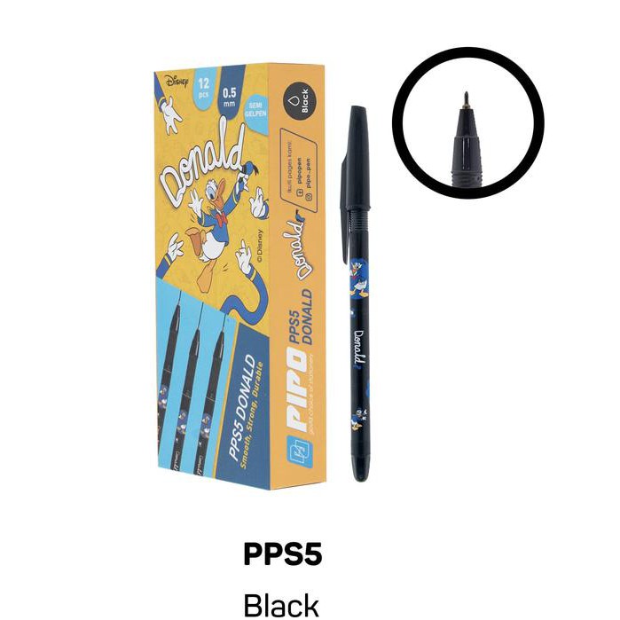 

PIPO pen gel pps5 hot print Donald Duck isi 12pcs tinta hitam