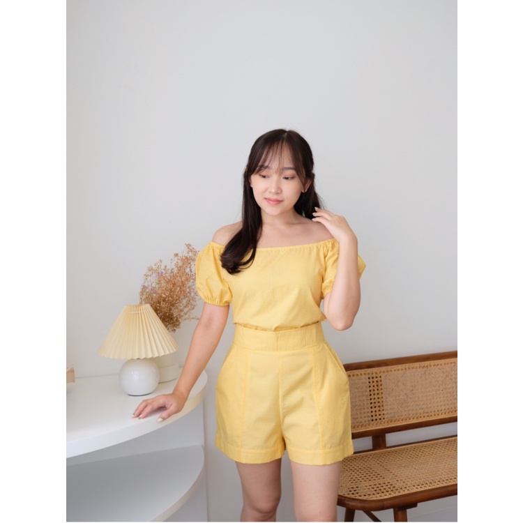 Kadaka S-0159 Set Celana Pendek Top Puff Sleeves Warna Pastel