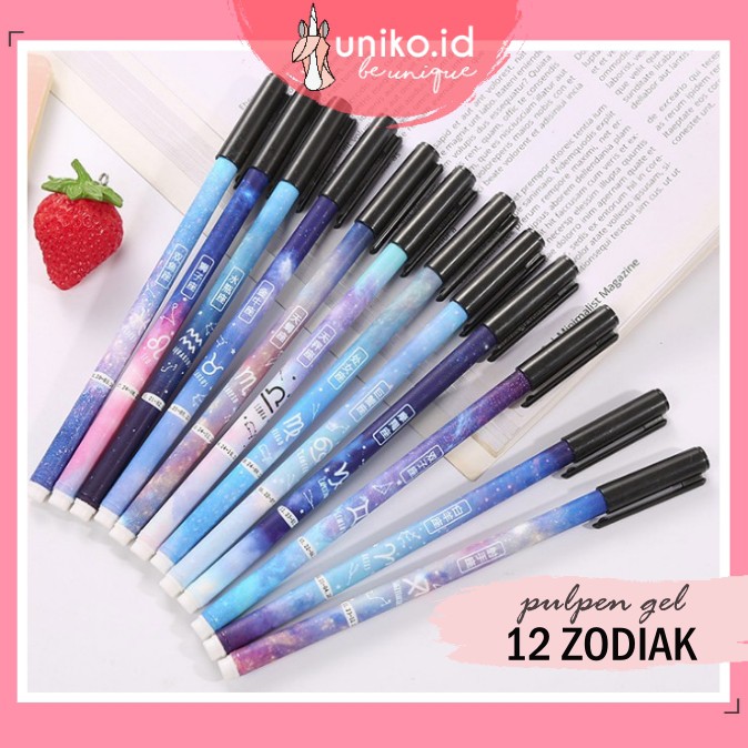 UNIKO.ID - PENA GEL 12 ZODIAK / PULPEN HOROSCOPE / PEN BOLPEN ZODIAK / BOLPEN GEL KARAKTER