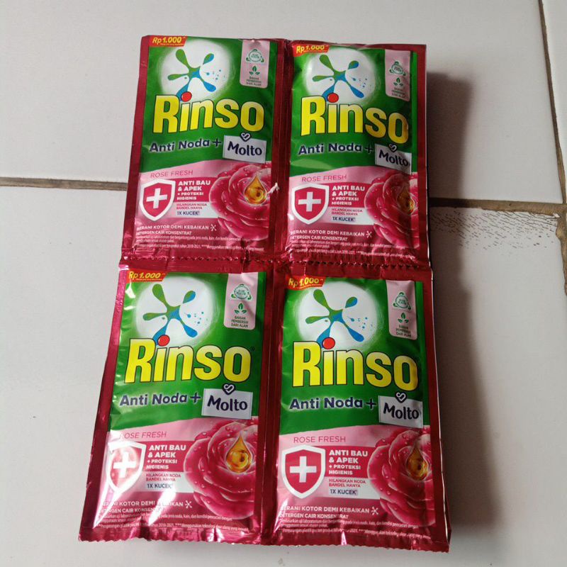 Rinso cair 1000an rose fresh 38mli (12 sachet)